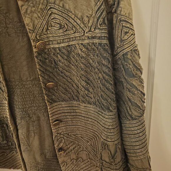 Mohito Womens Blazer Brown Geometric Textured Design Button Up Size XL - Picture 4 of 8